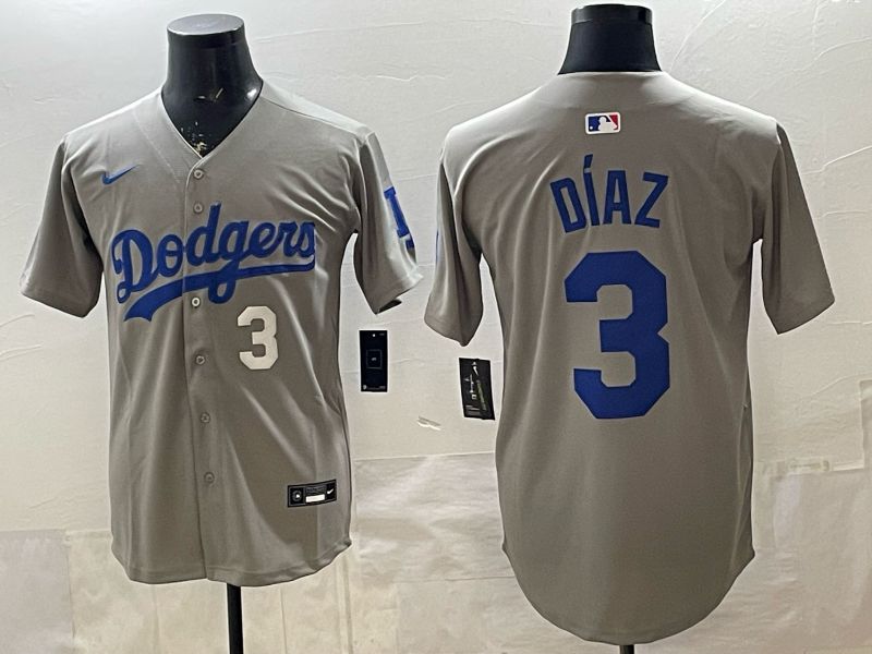 Men 2026 Los Angeles Dodgers #3 Diaz Grey Game Nike MLB Jersey style 003->los angeles dodgers->MLB Jersey